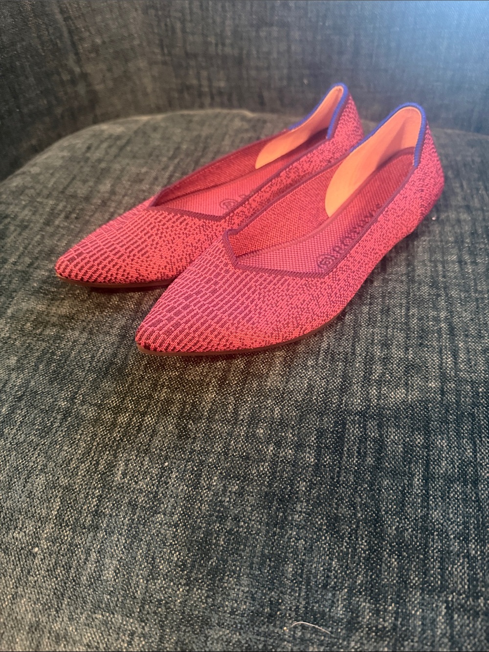 Rothy’s The Point Pink Burgundy Knit Pointed Toe Flats Women’s 8.5 NWOT
